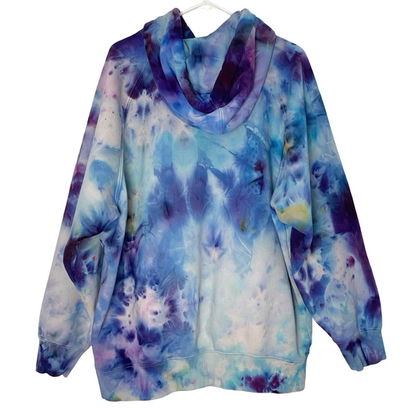 Handmade Tie Dye Sweatshirt Hoodie Womens Size XL Pullover Hand Painted Purple - Picture 2 of 12